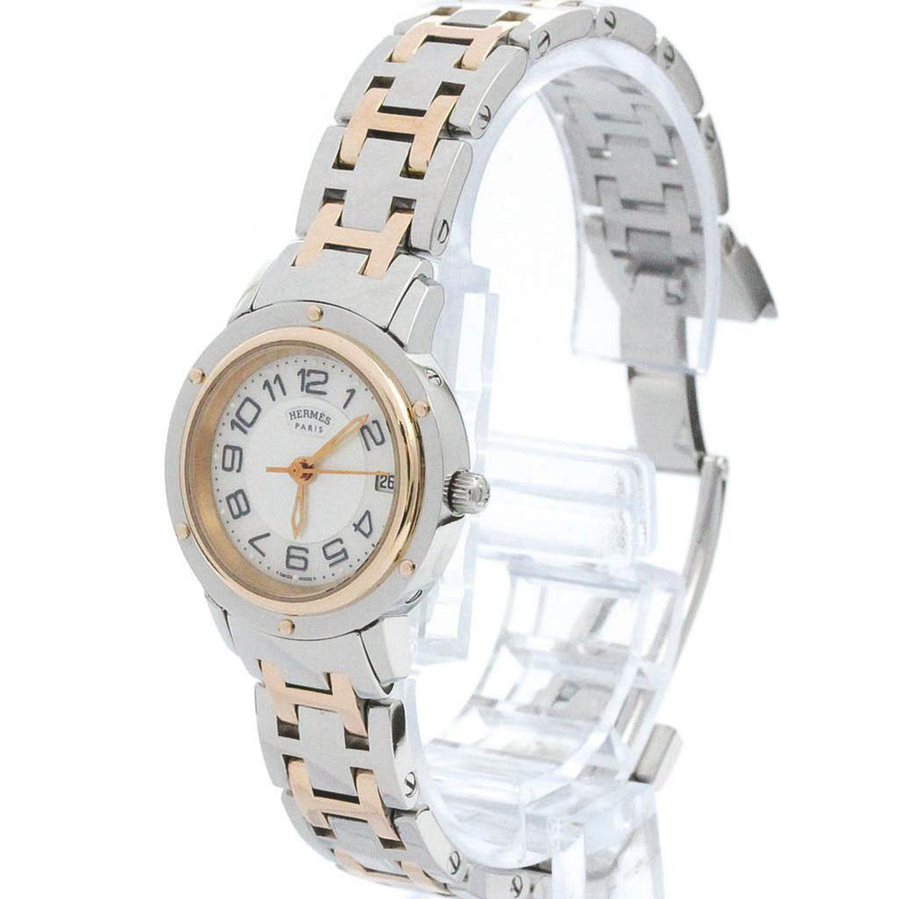 HERMES Clipper Pink Gold Plated Steel Watch CP1.221 BF576524 - Picture 2 of 8